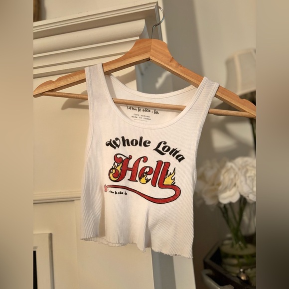 IAMKOKO Tops - White Ribbed Graphic Tank Top - Whole Lot Print